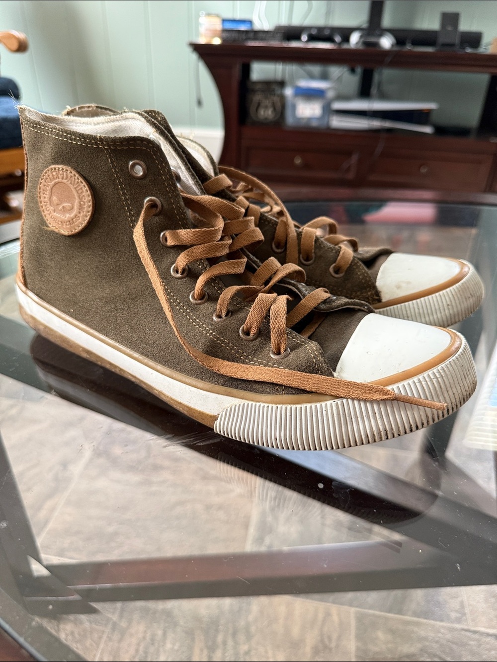 Harley-Davidson converse style Olive Green and Tan High-Top Sneakers